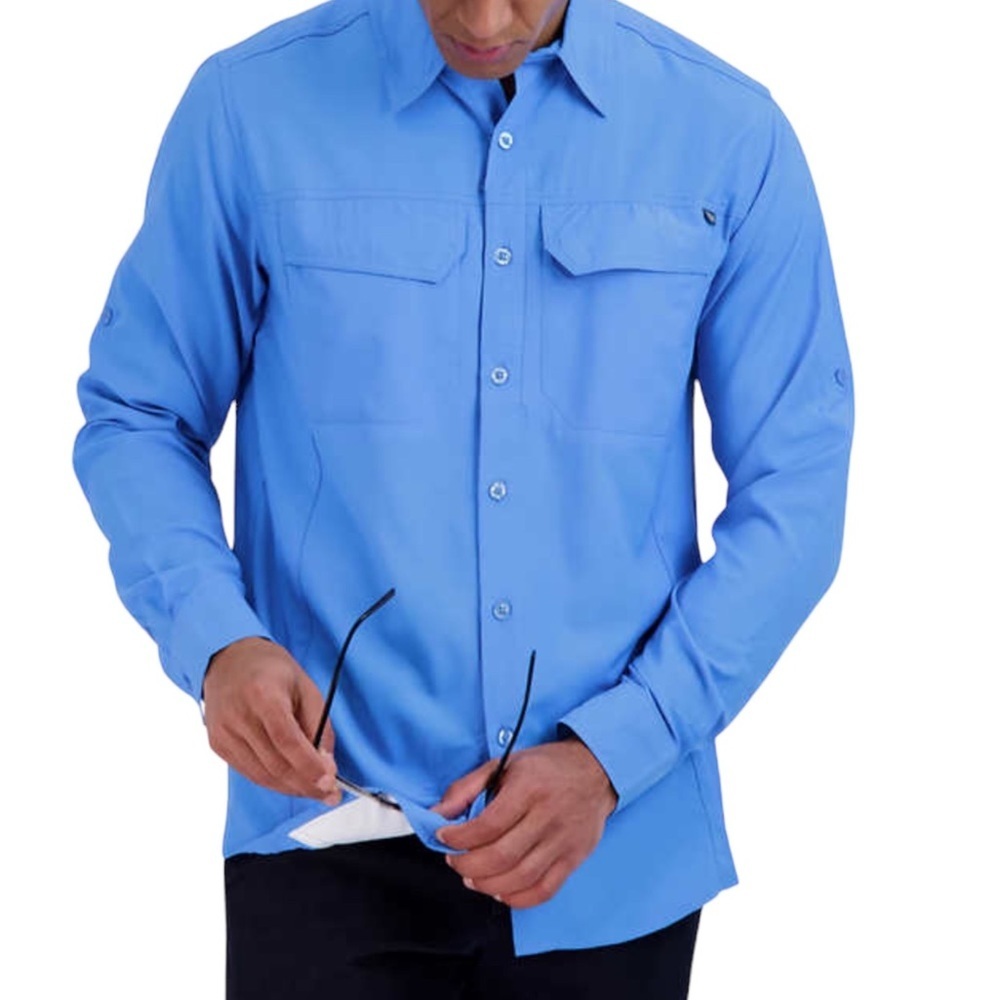 Men's Pacific Trail XL Button Front Shirt Blue Rolled Long / Short Sleeve NWT - Picture 4 of 10